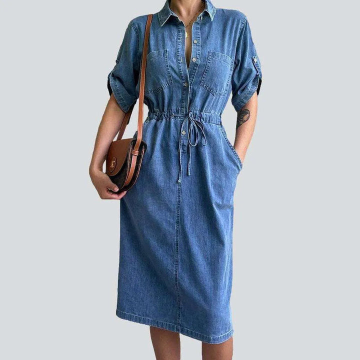 Thin denim dress with drawstrings | Jeans4you.shop