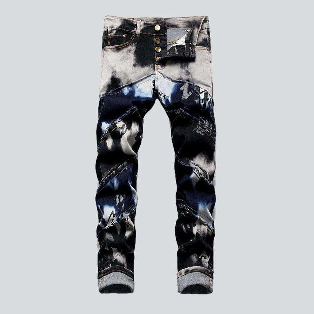 Tie-dye patchwork jeans for men | Jeans4you.shop