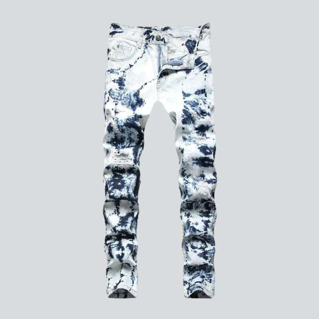 Tie-dyed distressed jeans for men | Jeans4you.shop