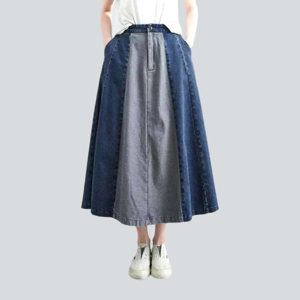 Trendy color block denim skirt | Jeans4you.shop