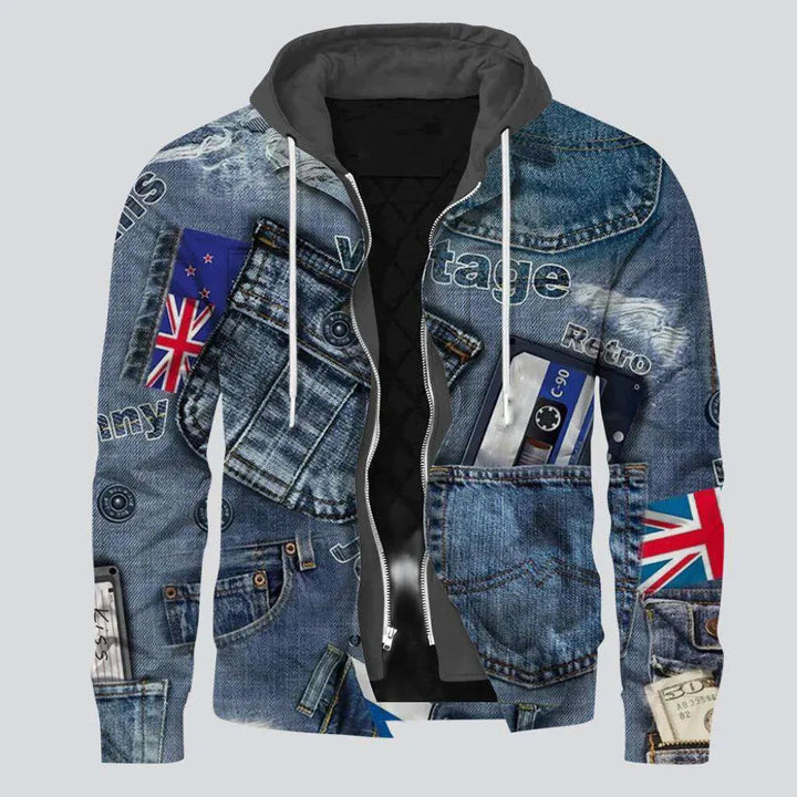 Uk flag digital print denim jacket | Jeans4you.shop