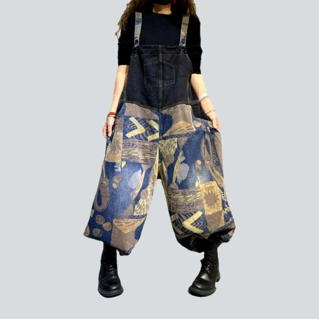 Urban print dark denim jumpsuit | Jeans4you.shop