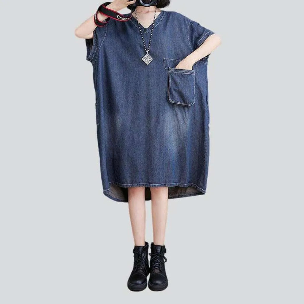 V neck denim dress with pocket | Jeans4you.shop