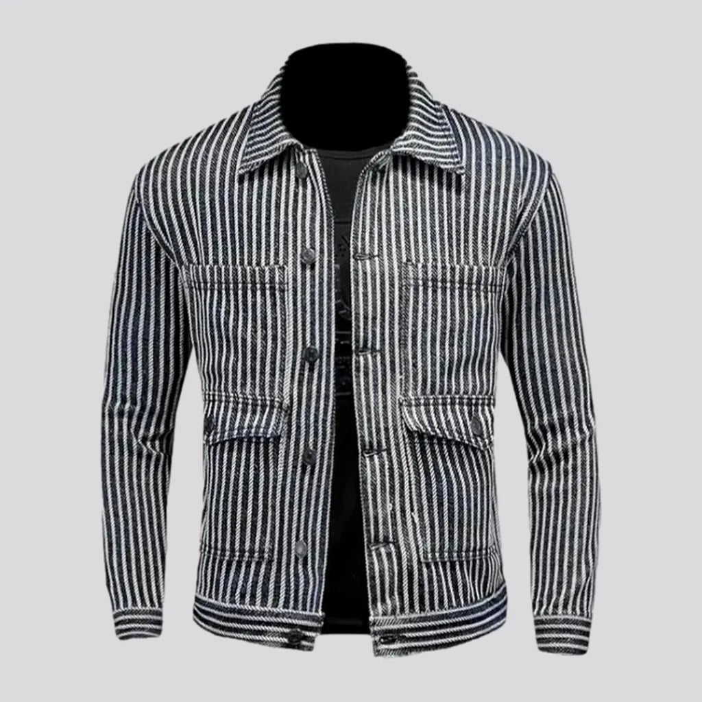 Vertical-stripes denim jacket
 for men | Jeans4you.shop