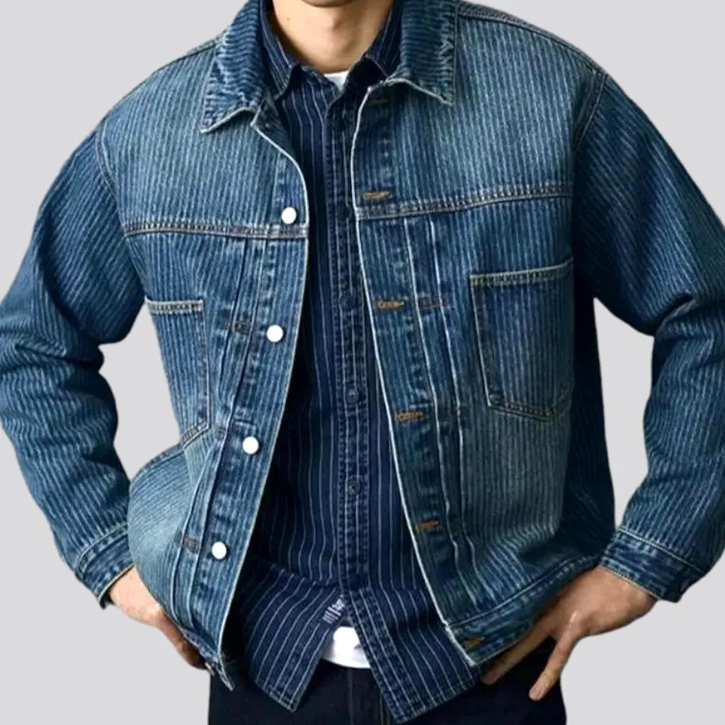 Vertical-stripes men's denim jacket | Jeans4you.shop