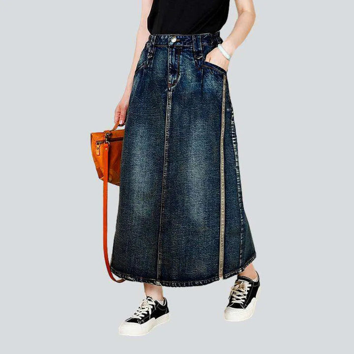 Vintage denim skirt with bands | Jeans4you.shop