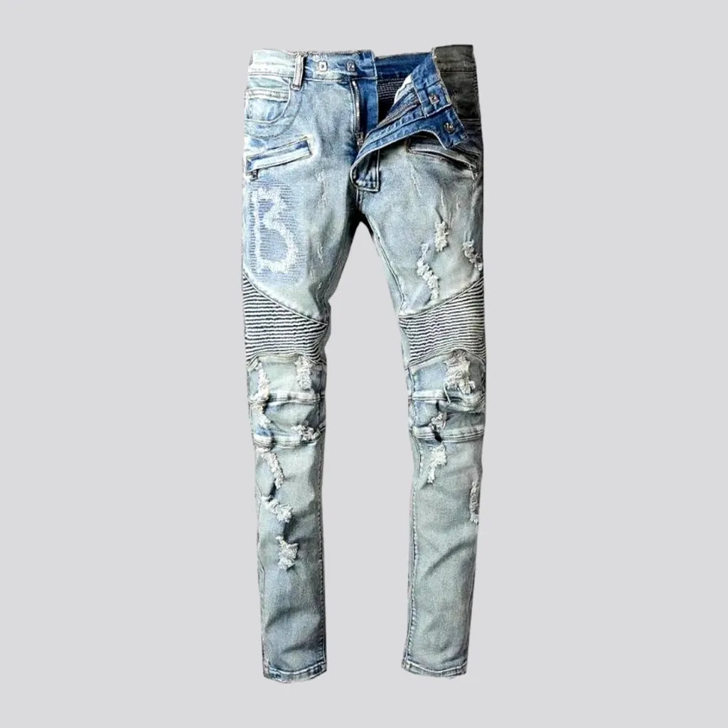 Vintage distressed men's moto jeans | Jeans4you.shop