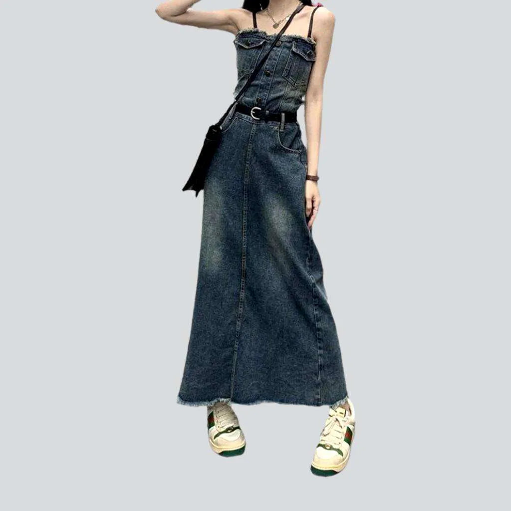 Vintage long denim dress
 for ladies | Jeans4you.shop