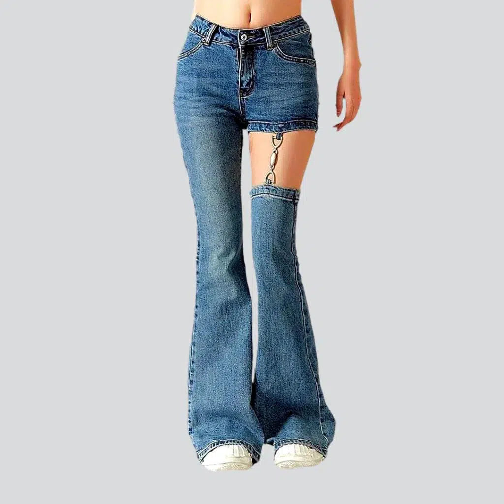 Vintage metal chain spliced jeans
 for women | Jeans4you.shop