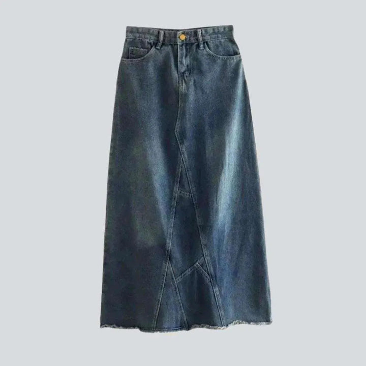 Vintage patchwork long denim skirt | Jeans4you.shop