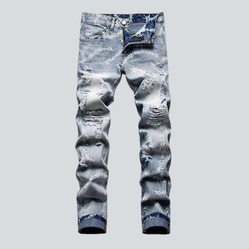 Vintage printed distressed men's jeans | Jeans4you.shop