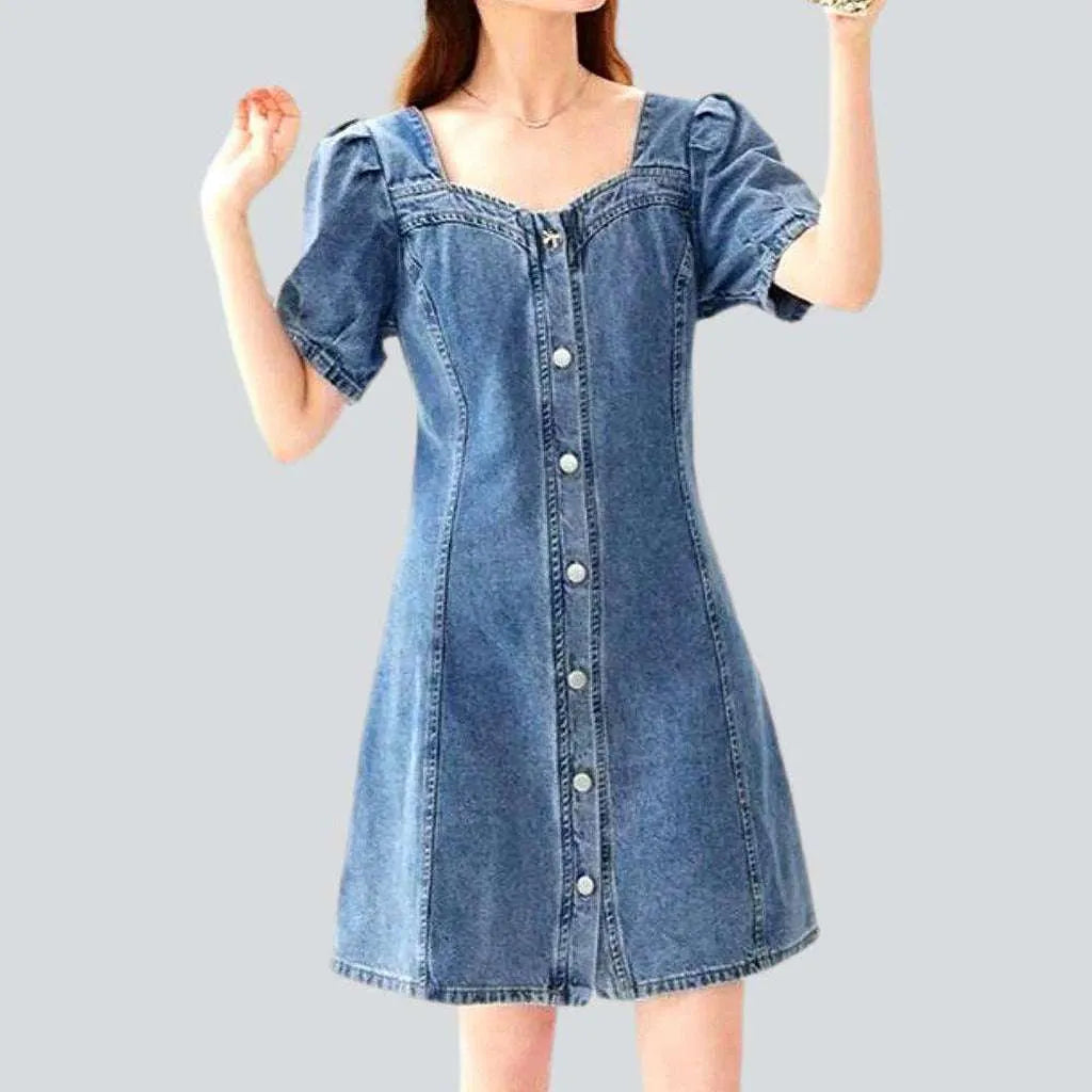 Vintage wash buttoned denim dress | Jeans4you.shop