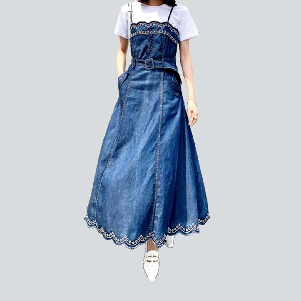 Vintage wash embroidered denim dress | Jeans4you.shop