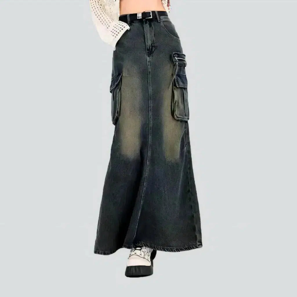 Voluminous back-slit women's jean skirt | Jeans4you.shop
