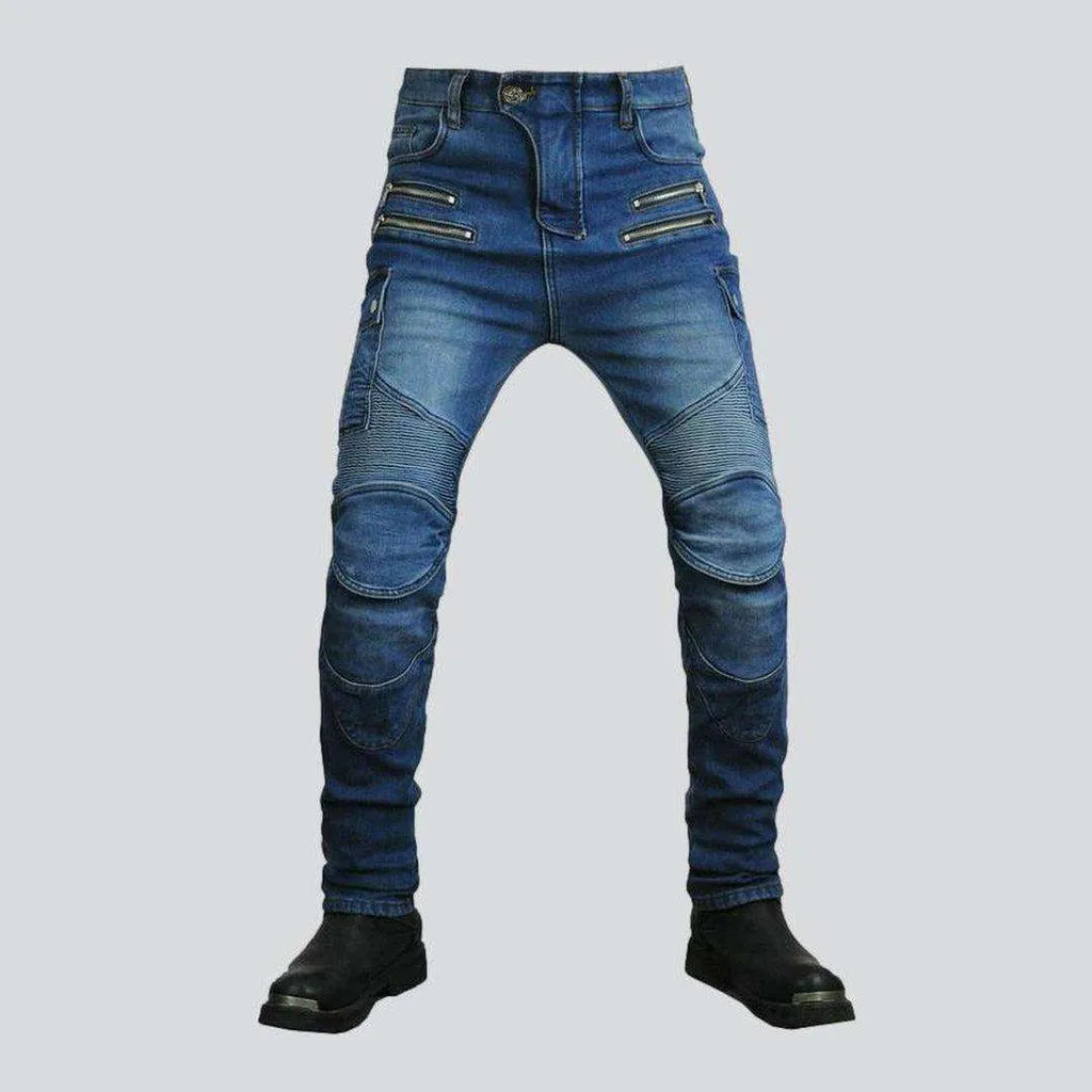 Warm blue men's biker jeans | Jeans4you.shop