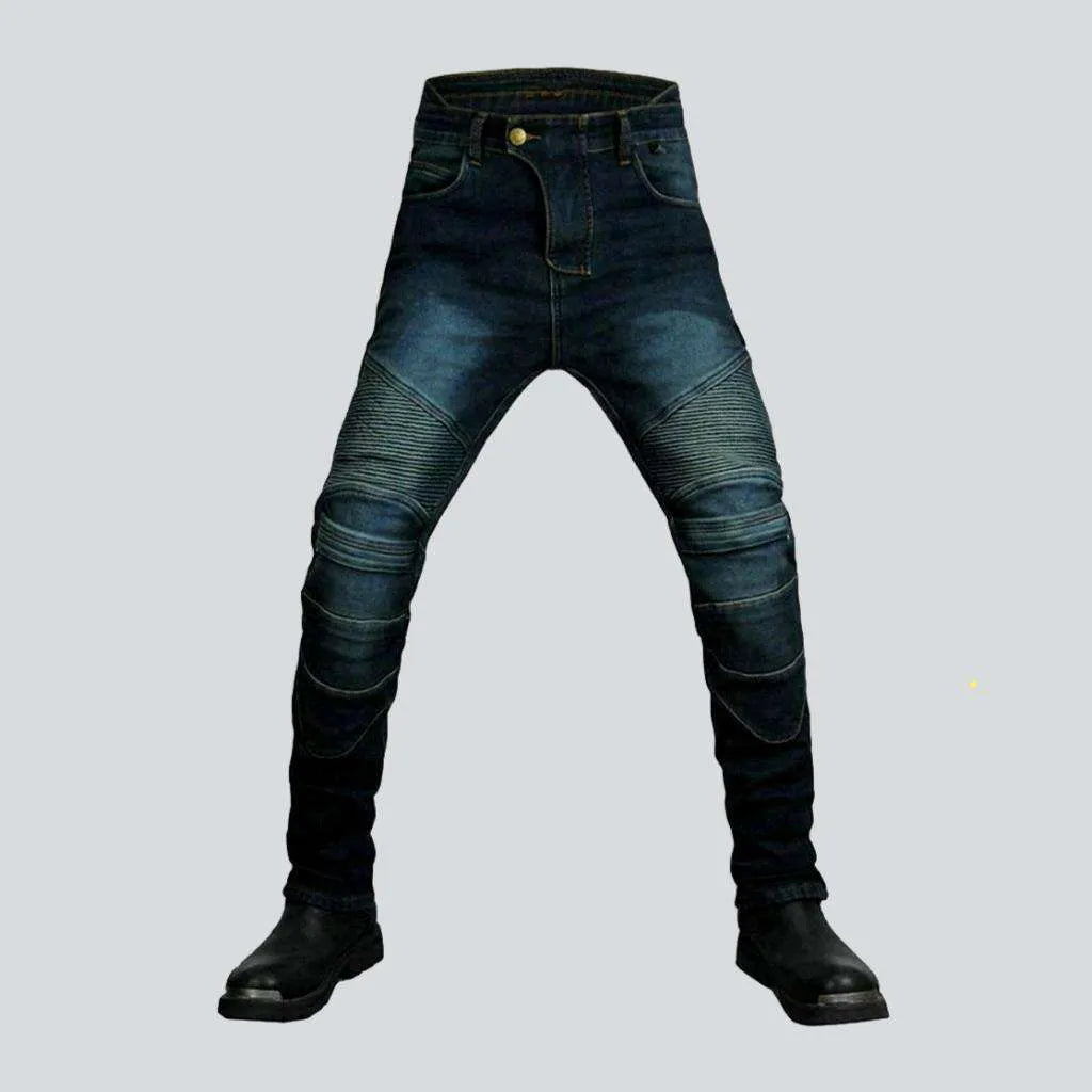 Warm velvet men's biker jeans | Jeans4you.shop
