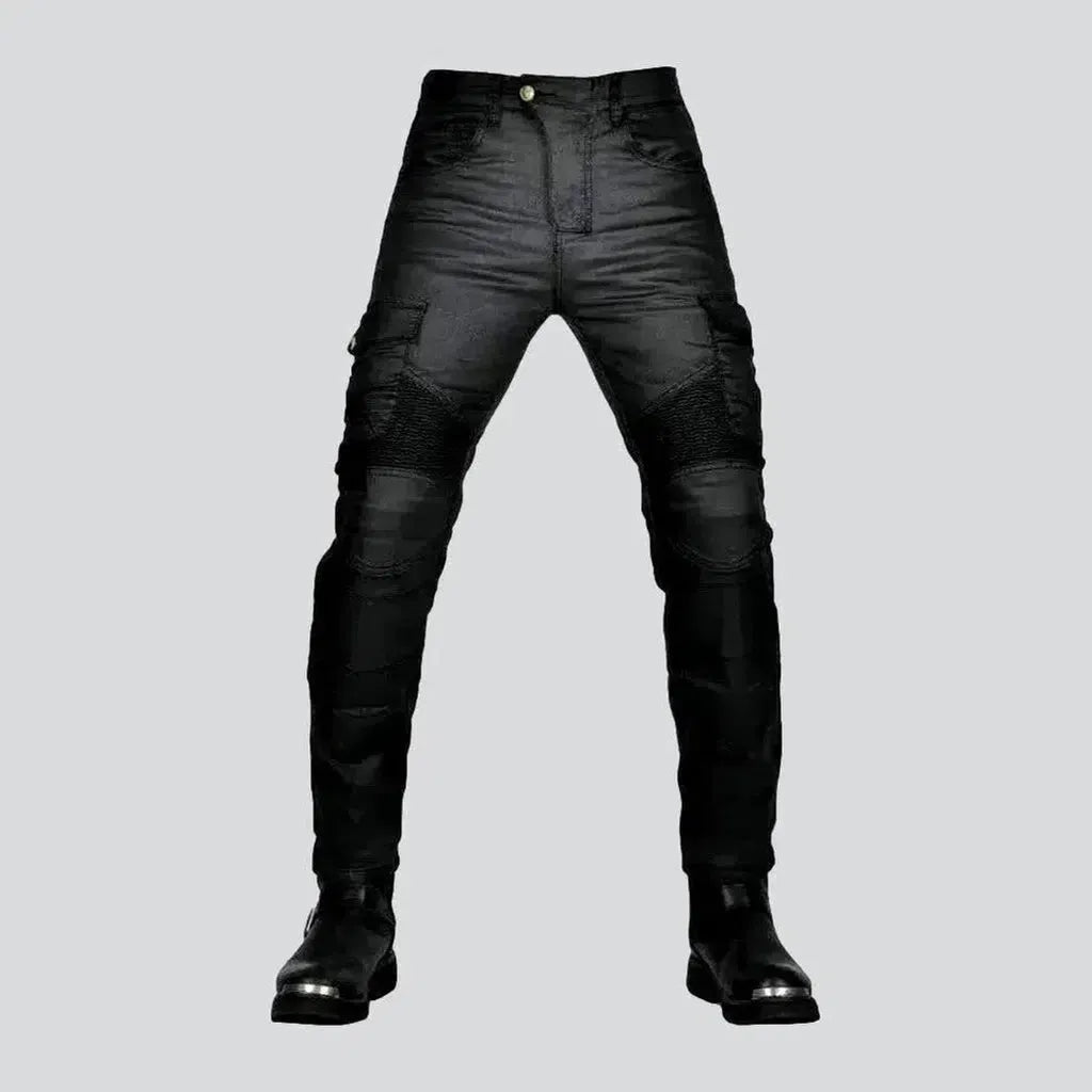 Wax black biker jeans
 for men | Jeans4you.shop
