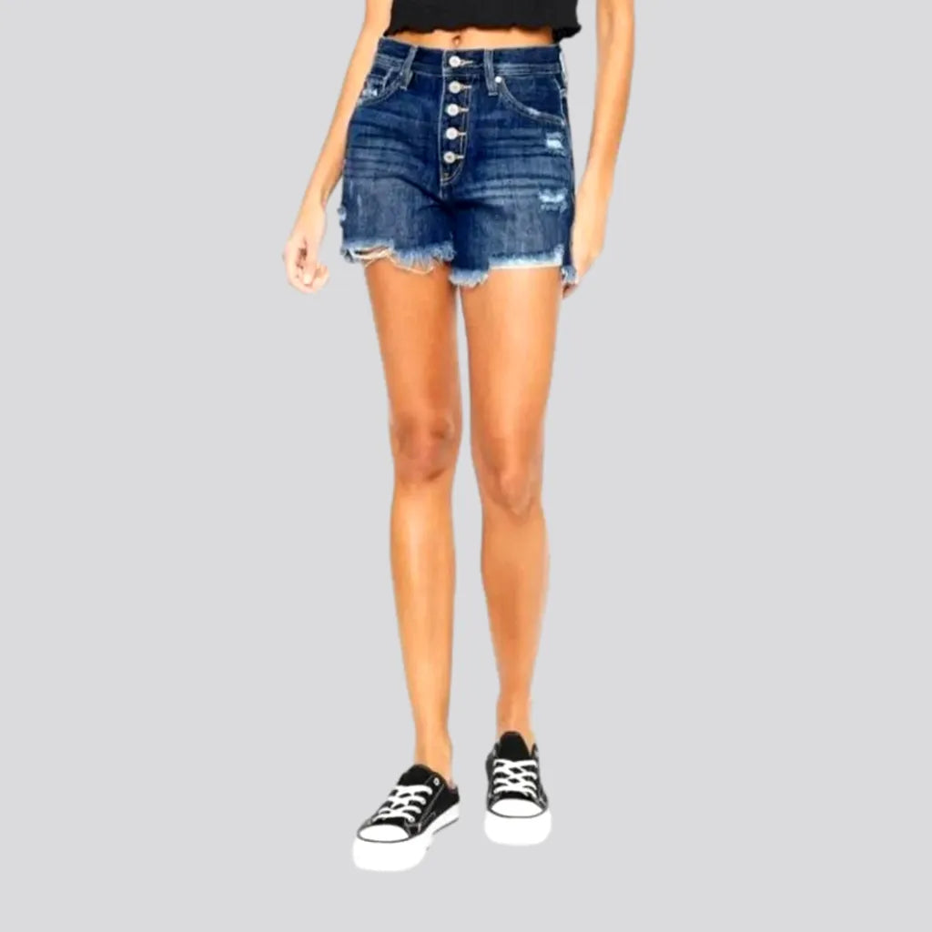 Whiskered frayed-hem jean shorts for women | Jeans4you.shop