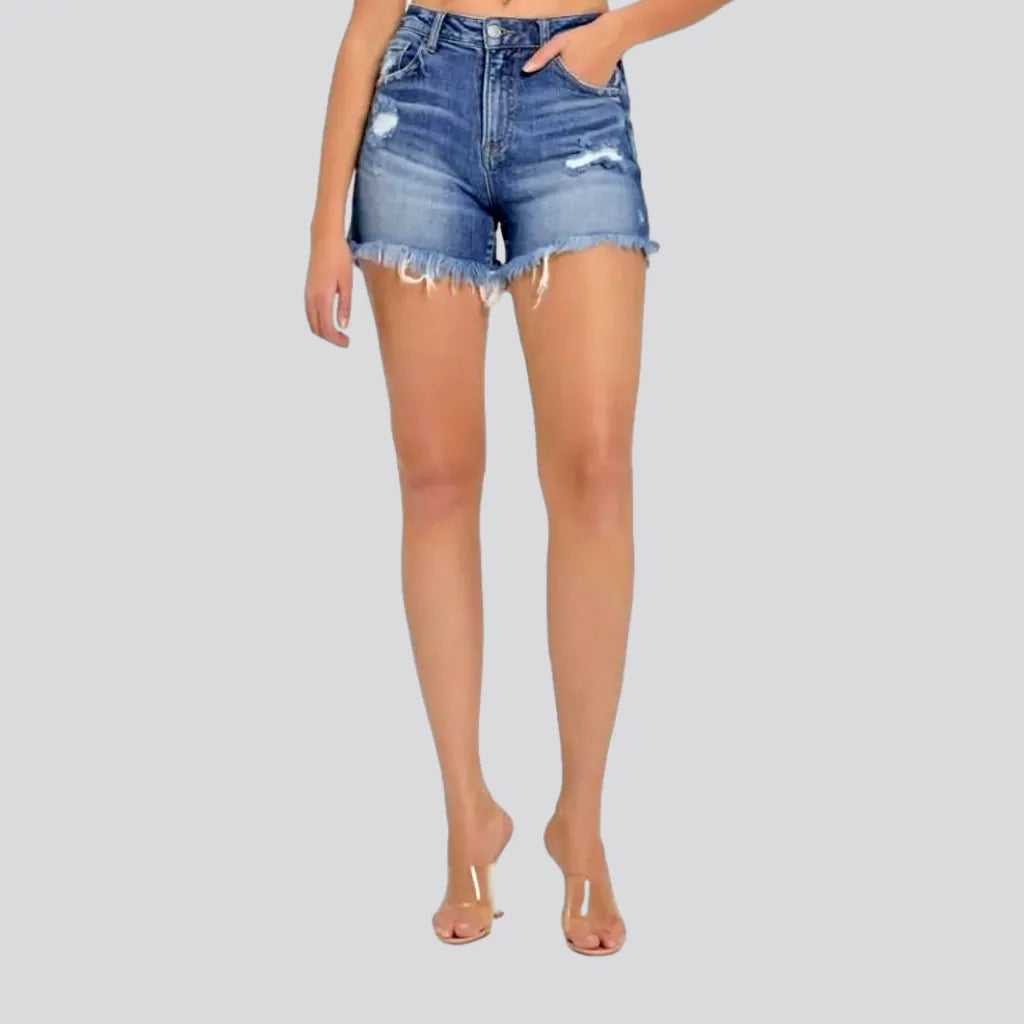 Whiskered sanded jeans shorts
 for women | Jeans4you.shop