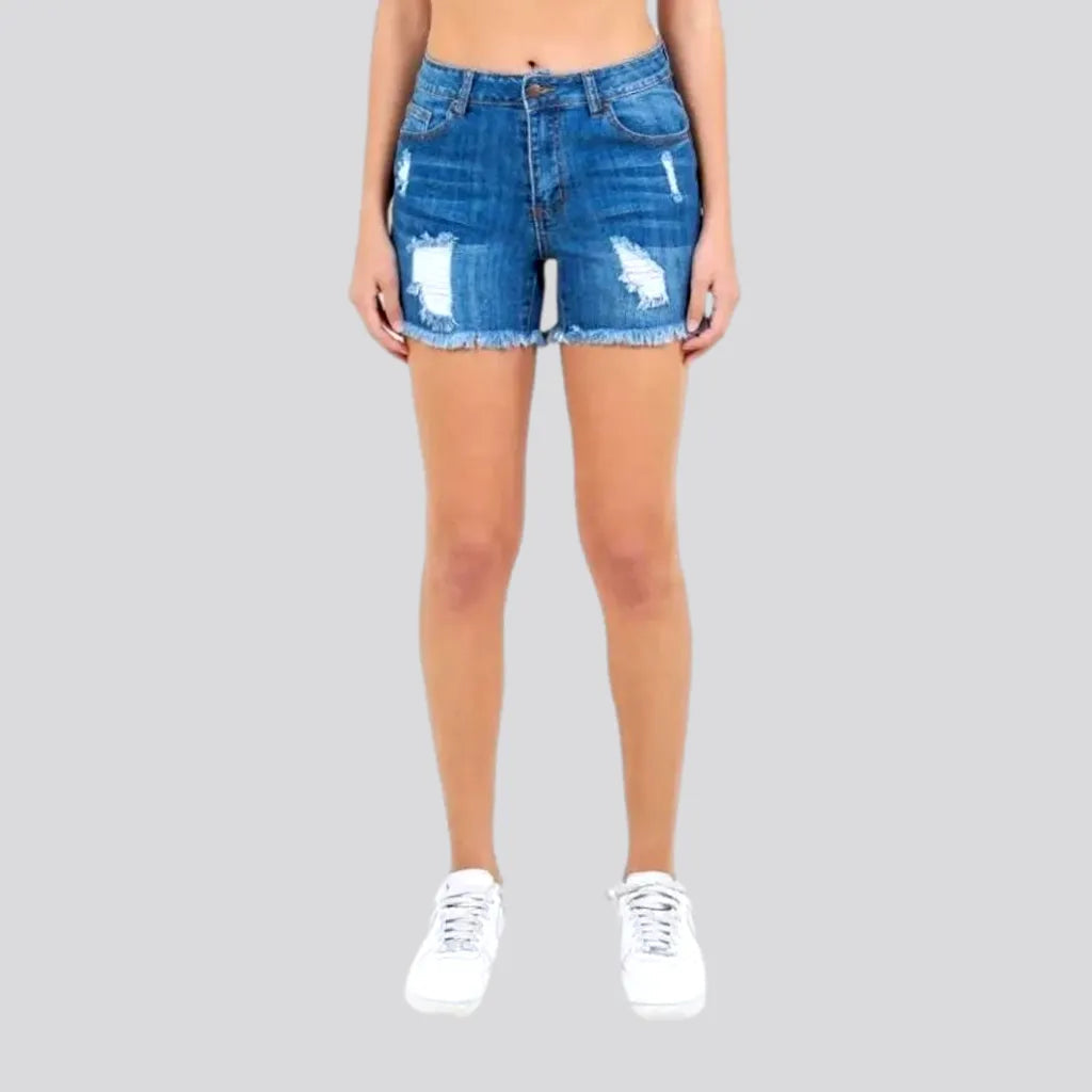 Whiskered skinny denim shorts
 for women | Jeans4you.shop
