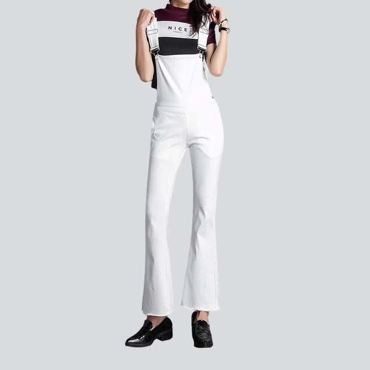White flared women's denim jumpsuit | Jeans4you.shop