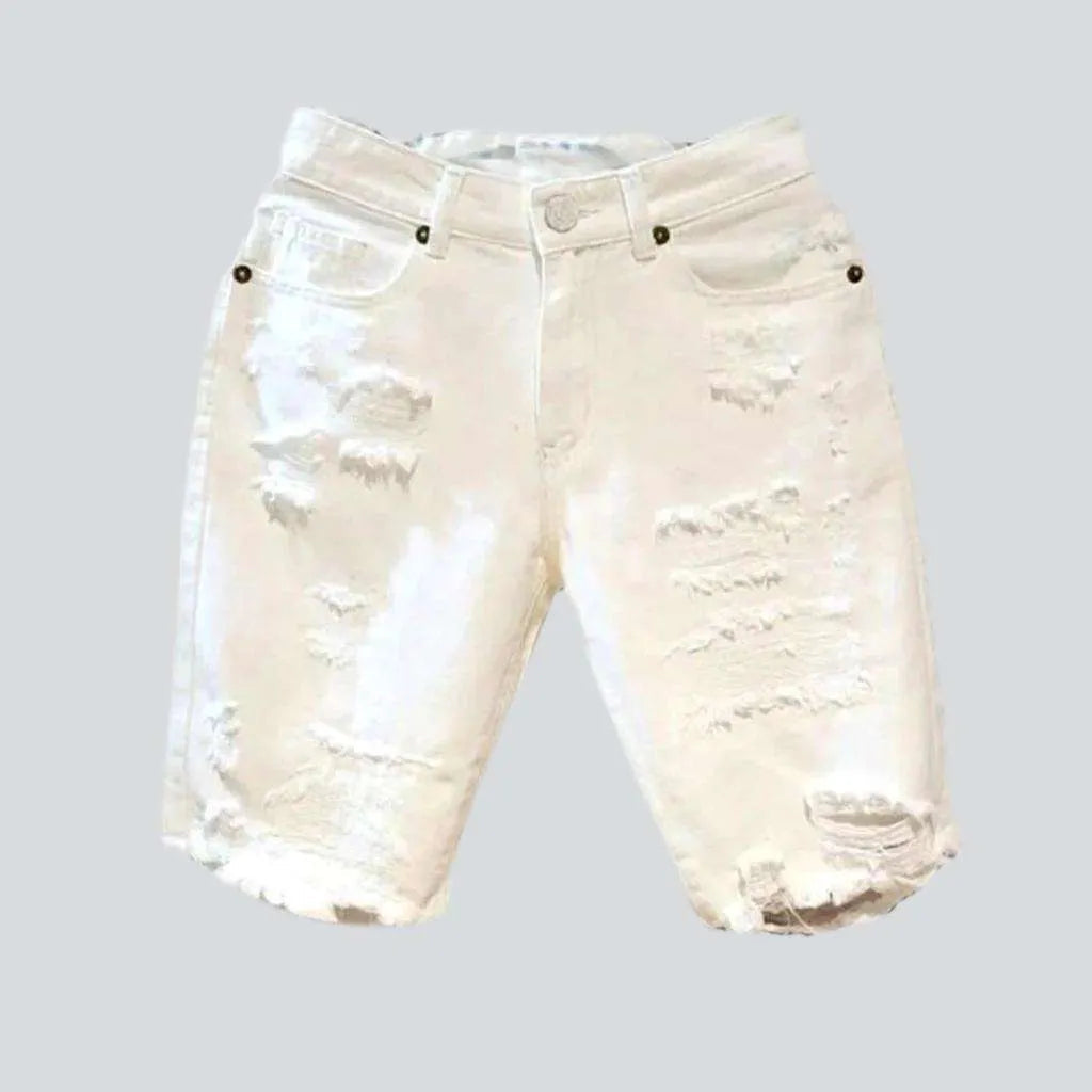 White men's distressed denim shorts | Jeans4you.shop