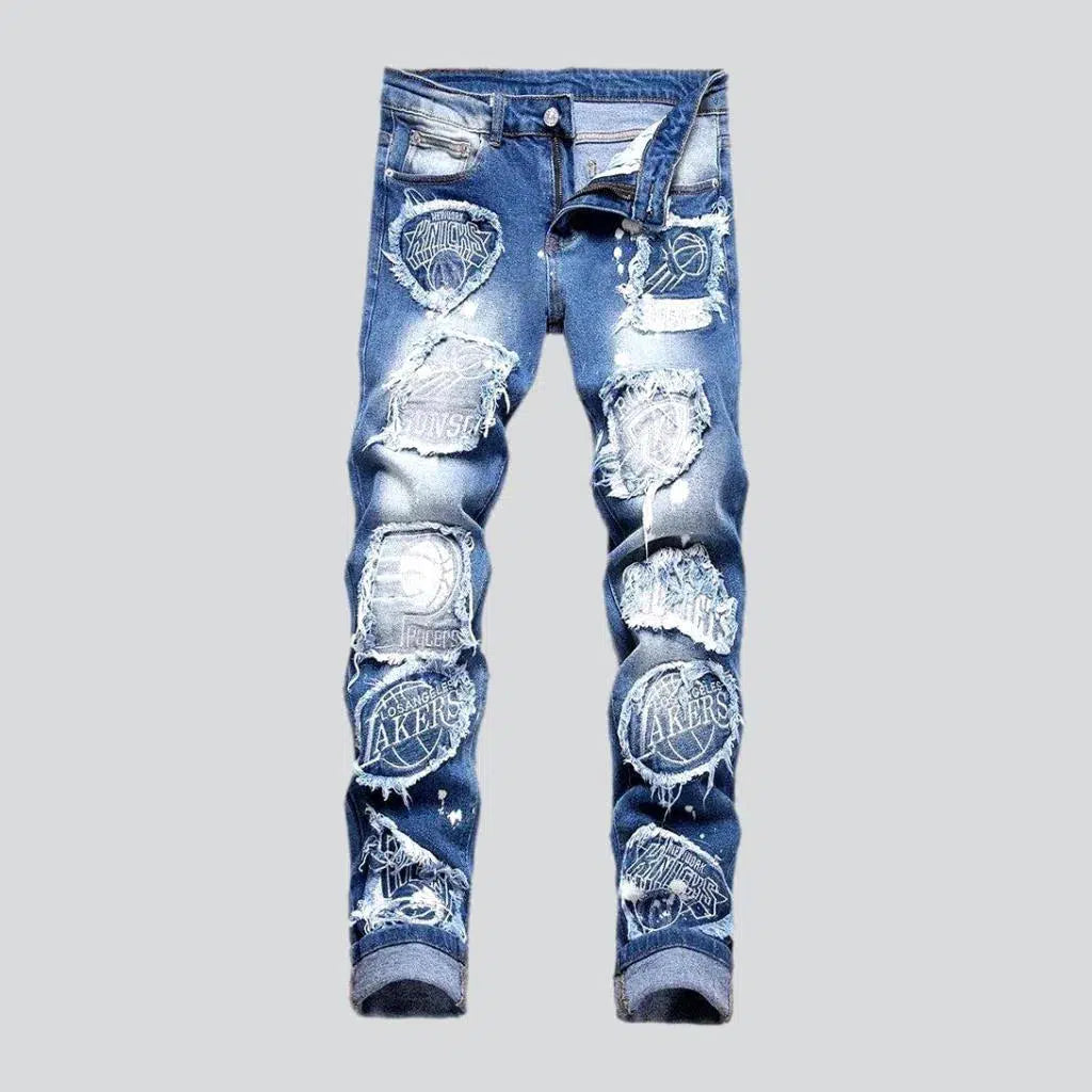 White paint-splattered jeans
 for men | Jeans4you.shop