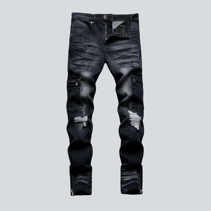 White patch men's biker jeans | Jeans4you.shop