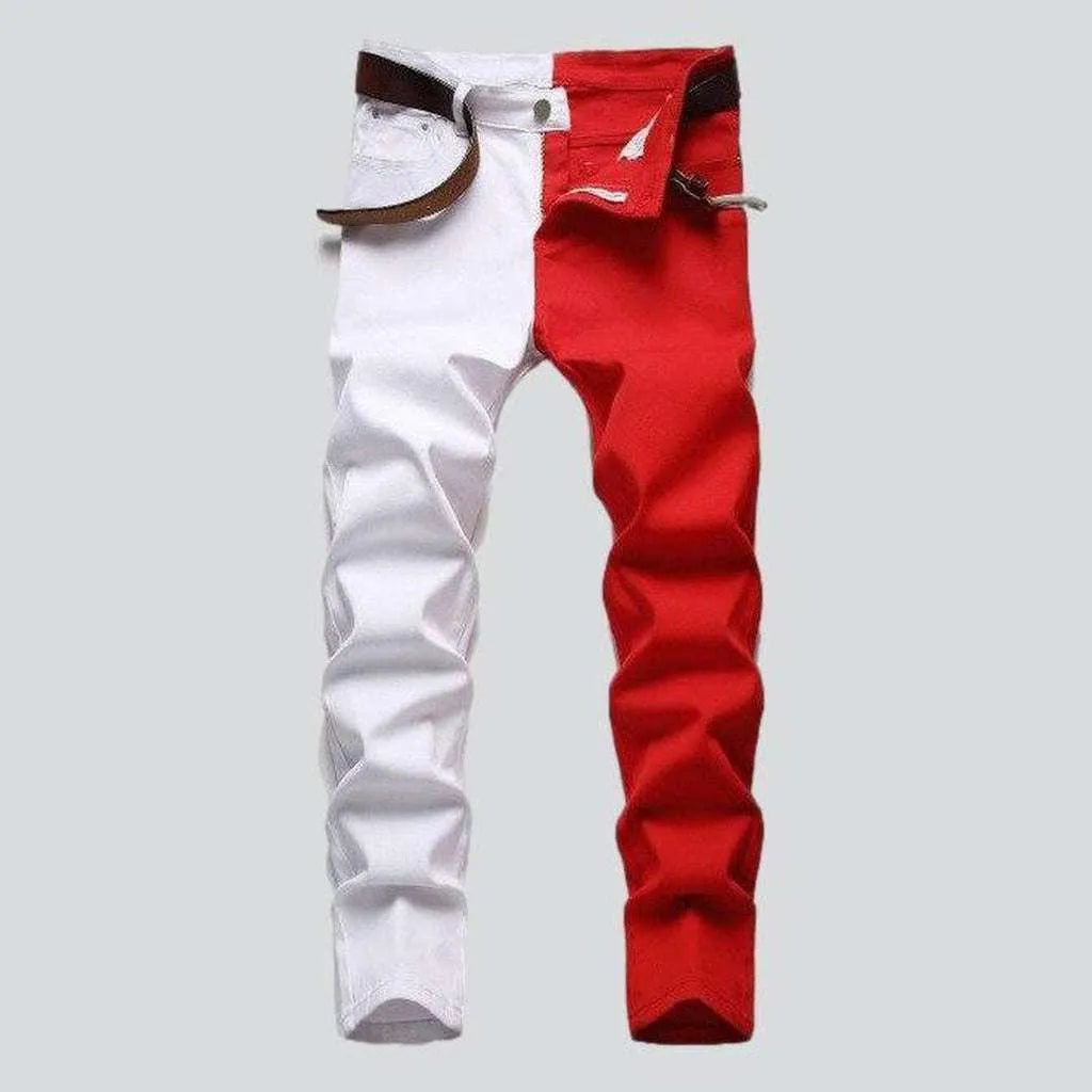 White red slim men's jeans | Jeans4you.shop