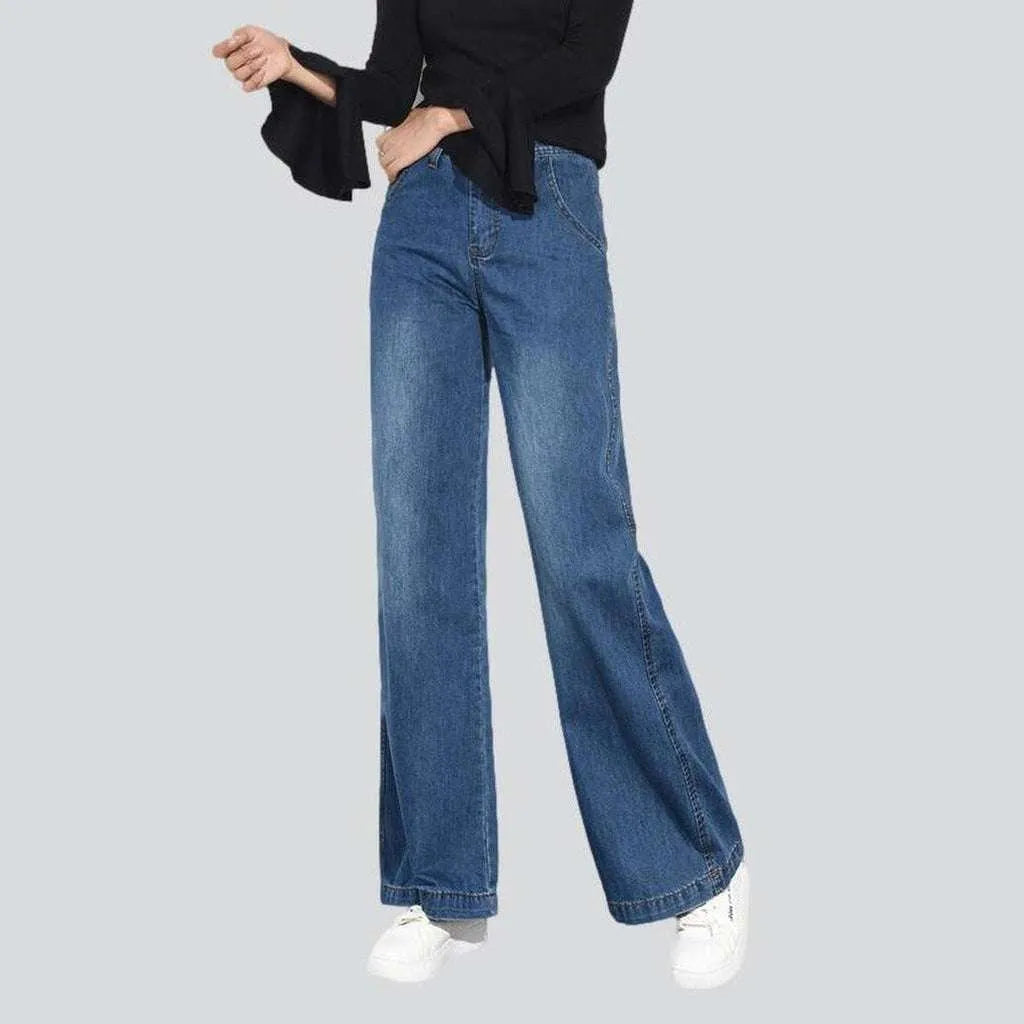 Wide-leg blue women's denim pants | Jeans4you.shop