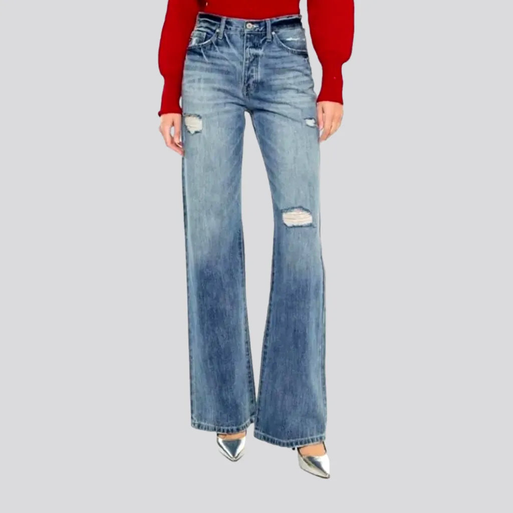 Wide-leg distressed jeans
 for women | Jeans4you.shop