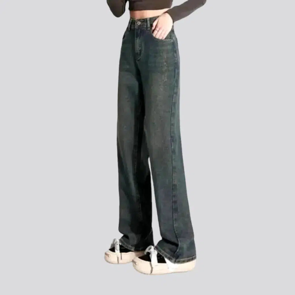 Wide-leg sanded jeans
 for women | Jeans4you.shop