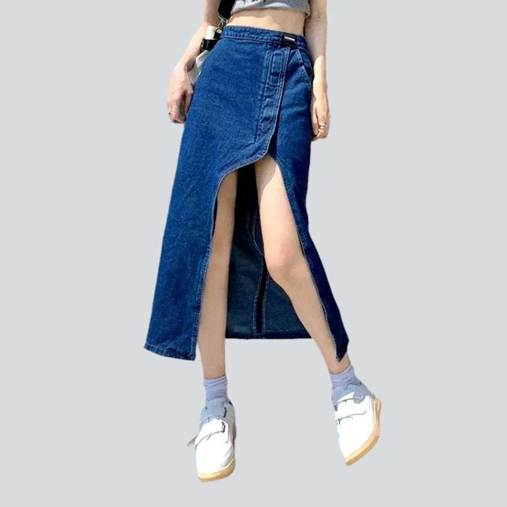 Wide slit women's denim skirt | Jeans4you.shop