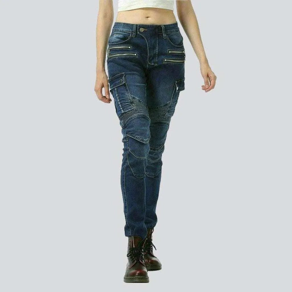 Women's biker jeans with zippers | Jeans4you.shop