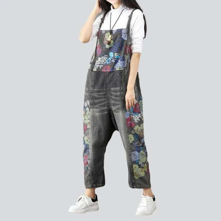 Women's overall painted with flowers | Jeans4you.shop