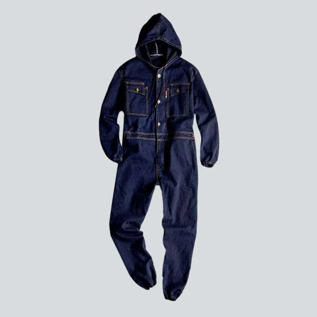 Workwear hooded men's denim overall | Jeans4you.shop