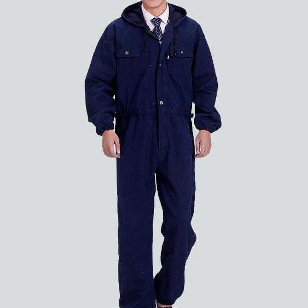 Workwear navy men's denim overall | Jeans4you.shop