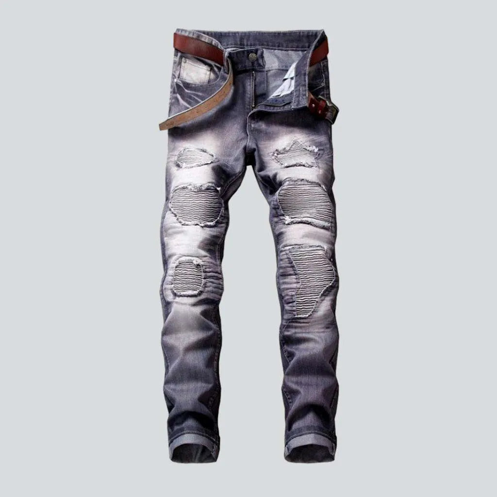 Wrinkled patchwork grey men's jeans | Jeans4you.shop