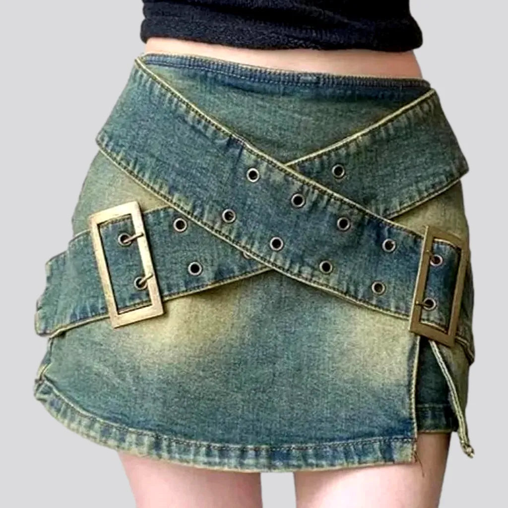 Y2k embellished denim skort
 for ladies | Jeans4you.shop