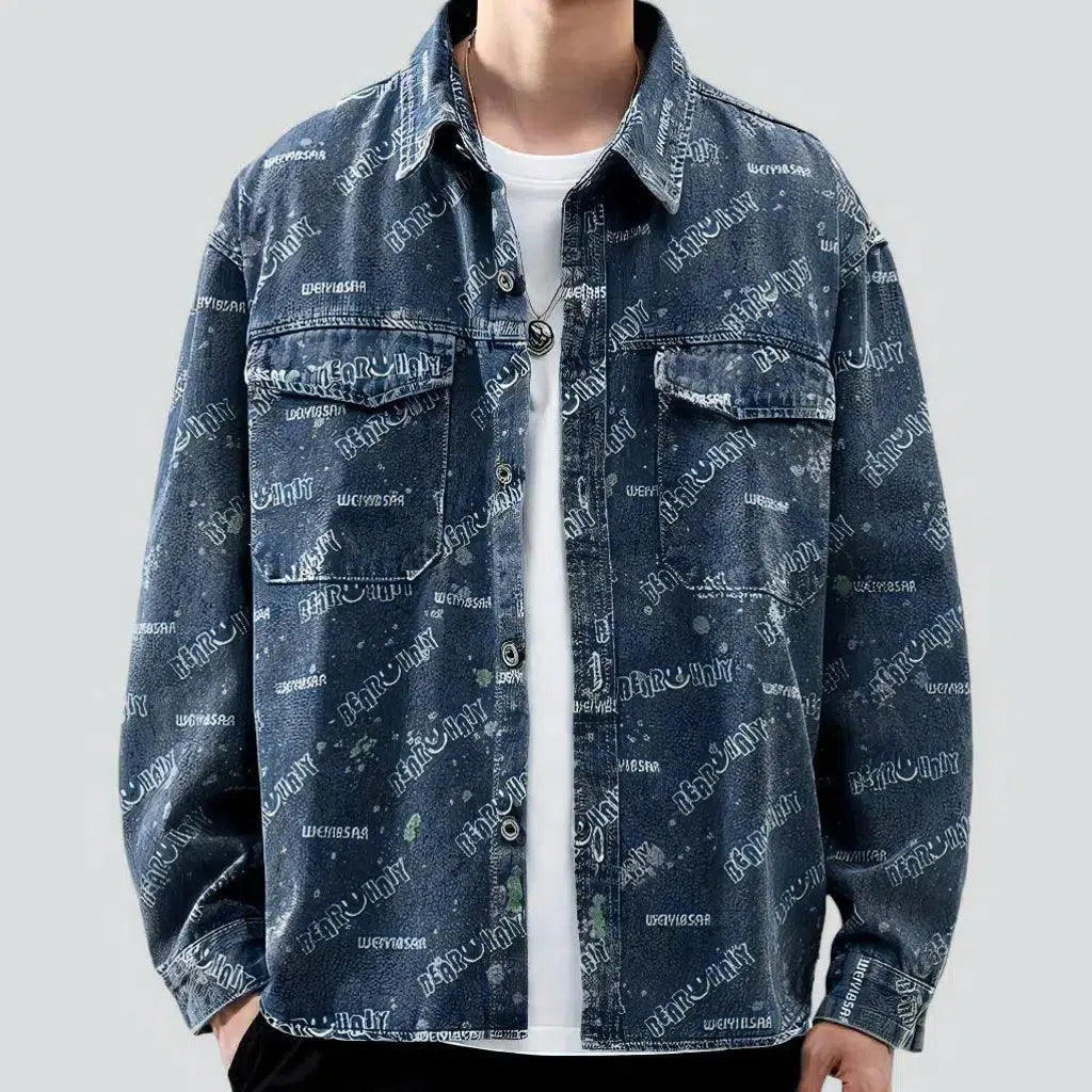 Y2k fully printed jean jacket
 for men | Jeans4you.shop