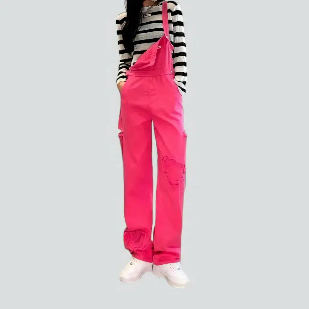 Y2k pink women's denim jumpsuit | Jeans4you.shop