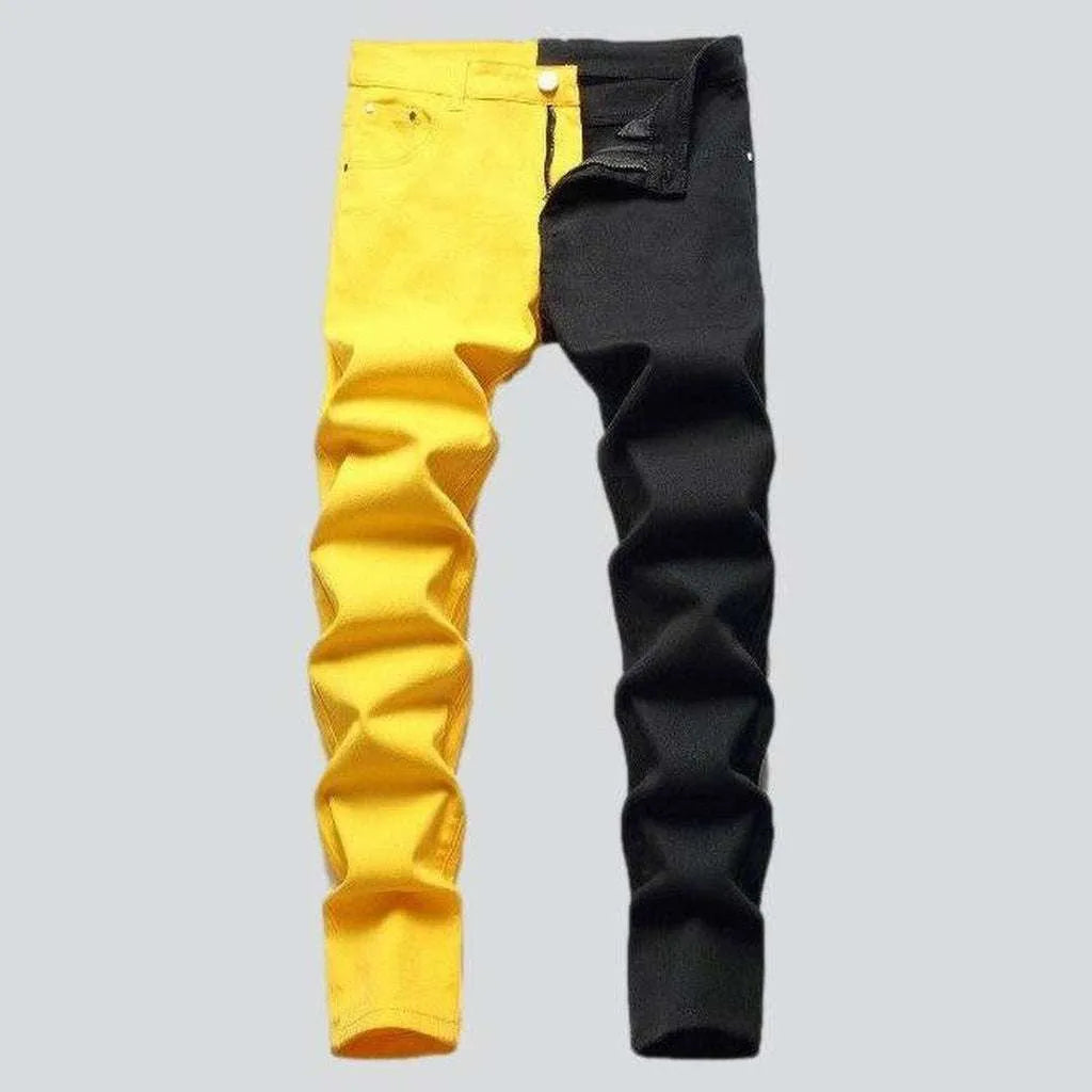 Yellow black slim men's jeans | Jeans4you.shop