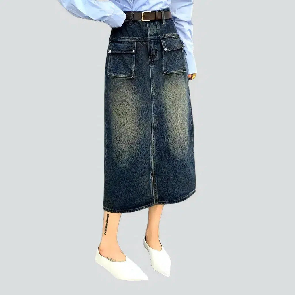 Yellow-cast high-waist denim skirt | Jeans4you.shop