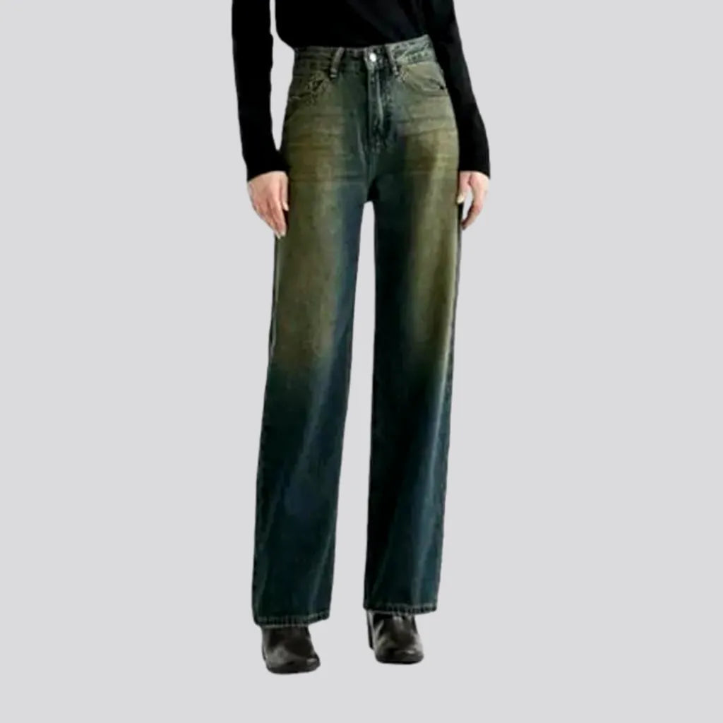 Yellow-cast wide-leg jeans
 for ladies | Jeans4you.shop