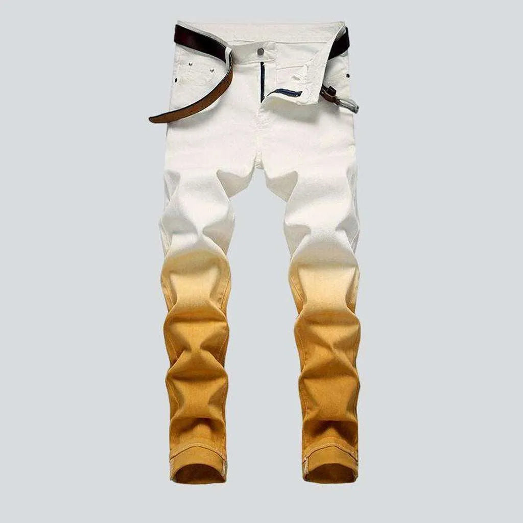 Yellow contrast white men's jeans | Jeans4you.shop