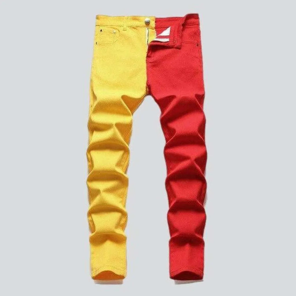 Yellow red slim men's jeans | Jeans4you.shop