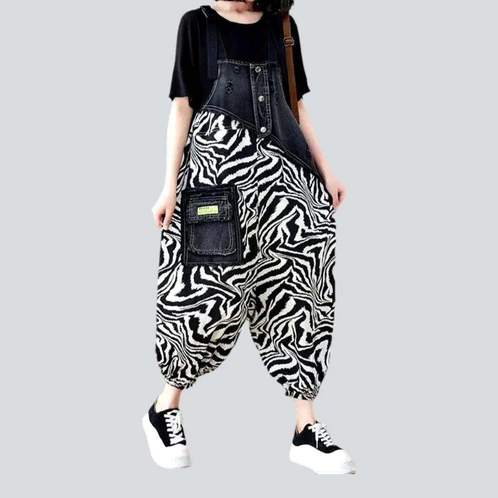 Zabra print denim jumpsuit
 for women | Jeans4you.shop