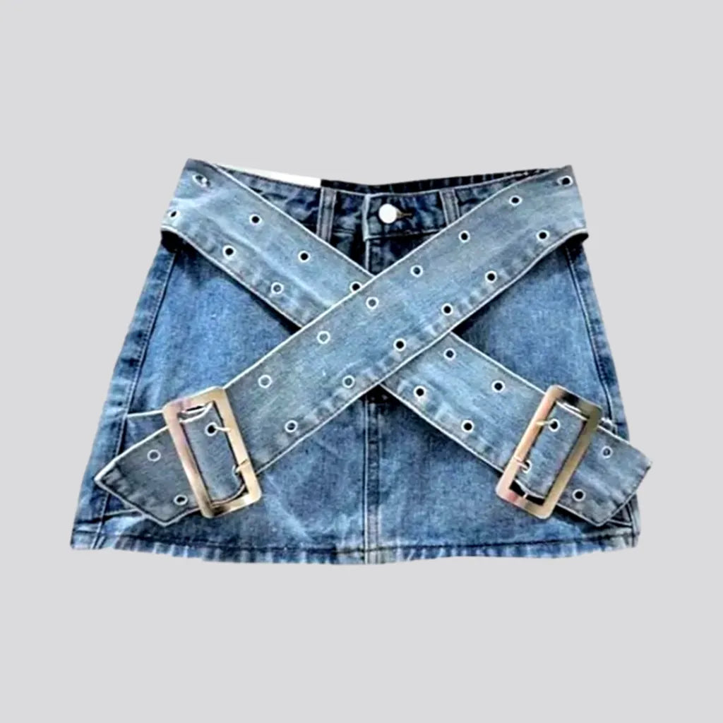 Zipper-button women's denim skort | Jeans4you.shop