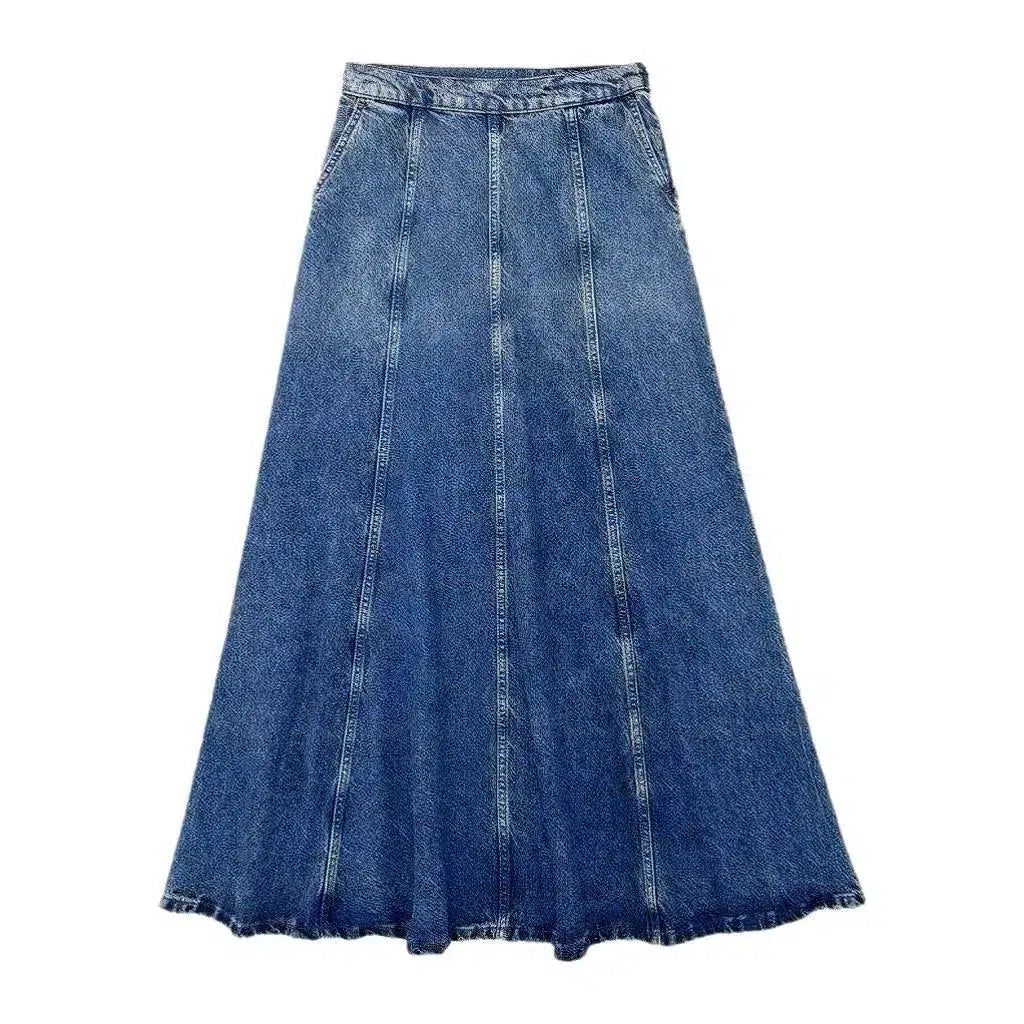 A-line contrast stitching denim skirt
 for ladies