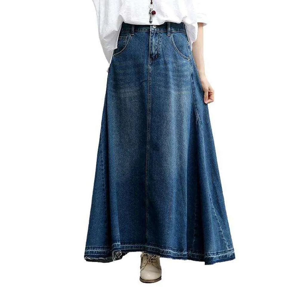 A-line flare denim skirt